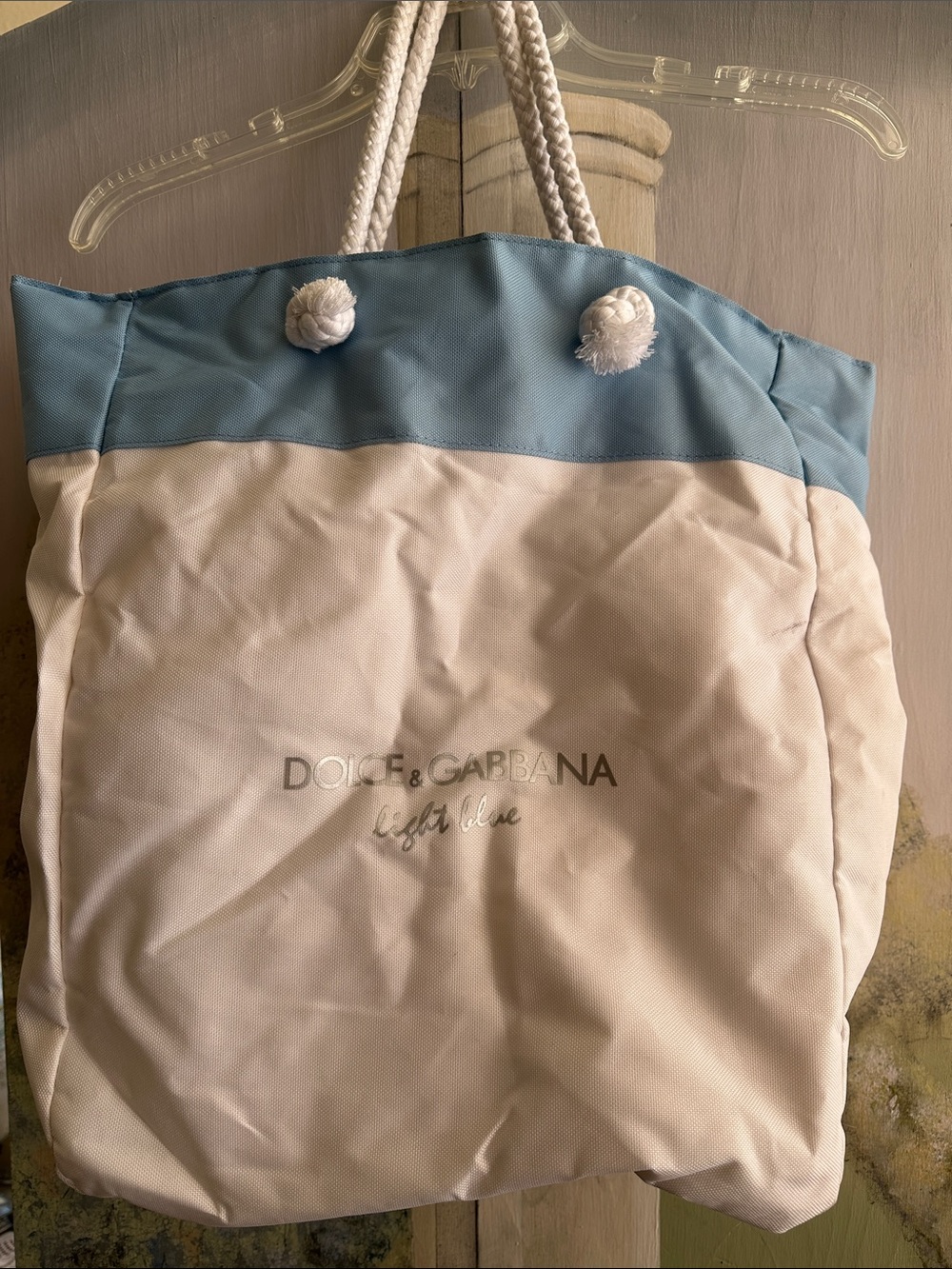 Dolce & Gabbana White and Light Blue Rope-Handle Tote